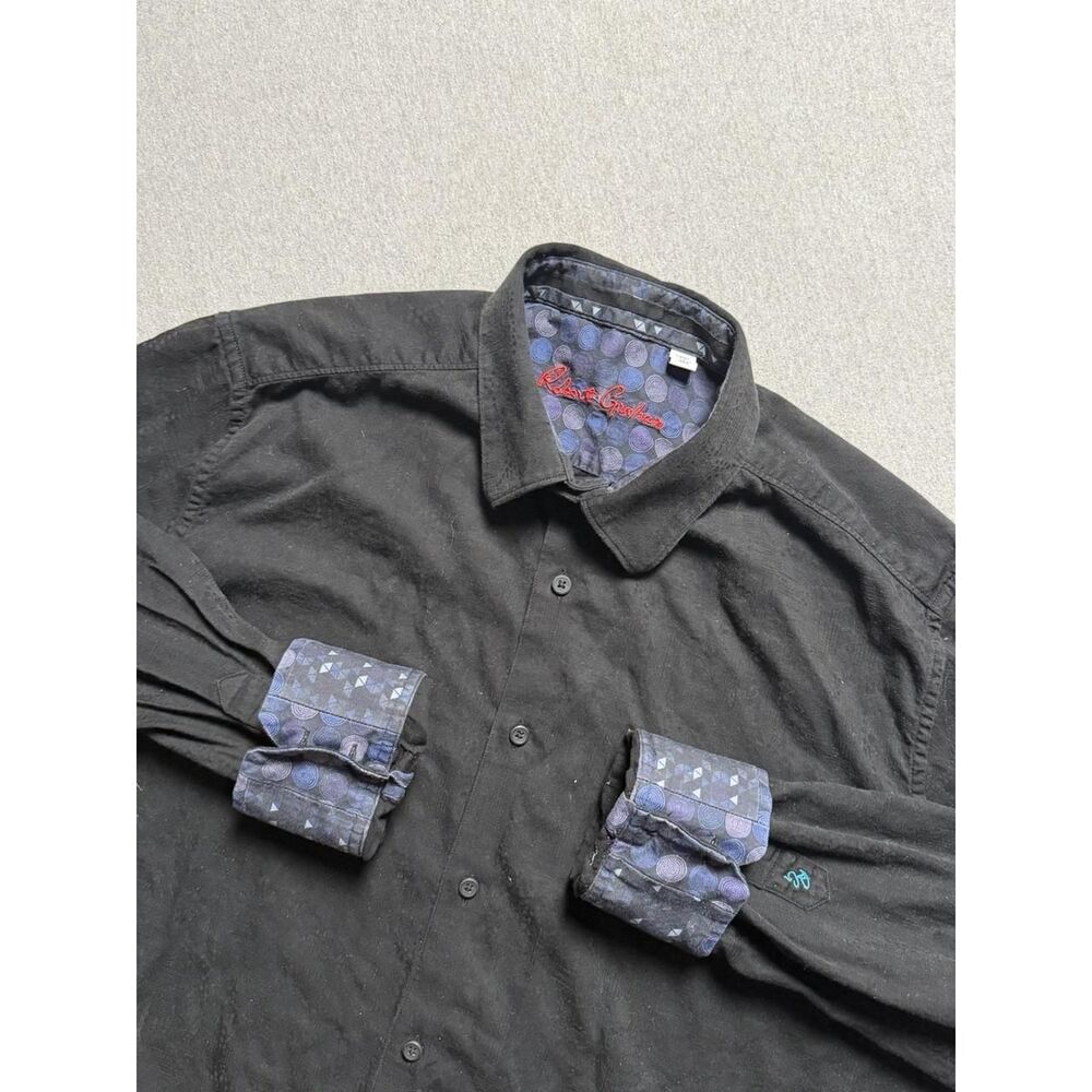 Robert Graham Shirt Mens 2XL Black Long Sleeve Button Up Casual Preppy